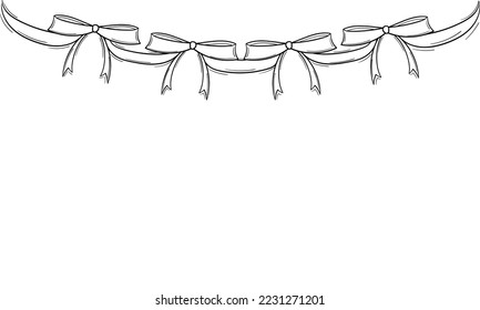 ribbon hand drawn background with decoration theme on white background