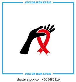 Ribbon in hand fall icon vector EPS 10, abstract sign flat design,  illustration modern isolated badge for website or app - stock info graphics