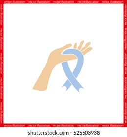 Ribbon in hand fall icon vector EPS 10, abstract sign flat design,  illustration modern isolated badge for website or app - stock info graphics