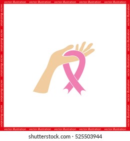 Ribbon in hand fall icon vector EPS 10, abstract sign flat design,  illustration modern isolated badge for website or app - stock info graphics