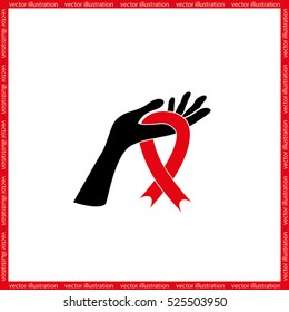 Ribbon in hand fall icon vector EPS 10, abstract sign flat design,  illustration modern isolated badge for website or app - stock info graphics