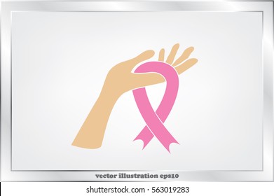 Ribbon in hand fall icon vector EPS 10, abstract sign flat design,  illustration modern isolated badge for website or app - stock info graphics