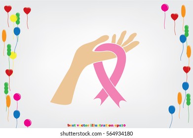 Ribbon in hand fall icon vector EPS 10, abstract sign flat design,  illustration modern isolated badge for website or app - stock info graphics.