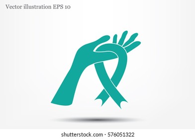Ribbon in hand fall icon vector EPS 10, abstract sign flat design,  illustration modern isolated badge for website or app - stock info graphics.