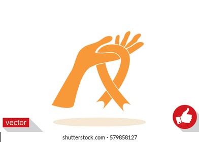 Ribbon in hand fall icon vector EPS 10, abstract sign flat design,  illustration modern isolated badge for website or app - stock info graphics