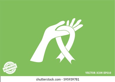 Ribbon in hand fall icon vector EPS 10, abstract sign flat design,  illustration modern isolated badge for website or app - stock info graphics