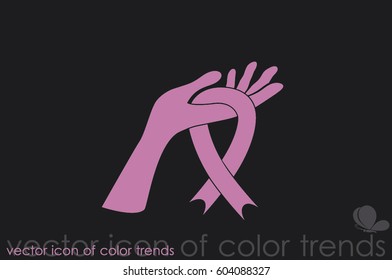 Ribbon in hand fall icon vector EPS 10, abstract sign flat design,  illustration modern isolated badge for website or app - stock info graphics.