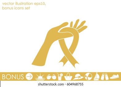 Ribbon in hand fall icon vector EPS 10, abstract sign flat design,  illustration modern isolated badge for website or app - stock info graphics