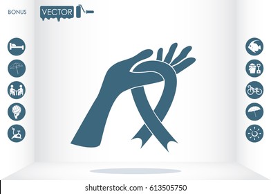 Ribbon in hand fall icon vector EPS 10, abstract sign flat design,  illustration modern isolated badge for website or app - stock info graphics