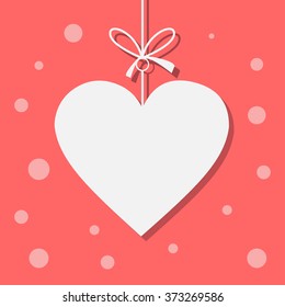 Ribbon hanging heart. Vector illustration