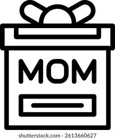 Ribbon with Happy Mother Line Vector Icon Design