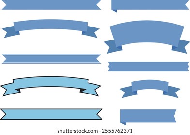 Ribbon heading material set. blue