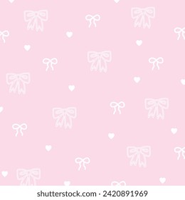 Ribbon and heart pink pattern for Valentine's day, background, wallpaper, fabric print, textile, backdrop, print, banner, social media post, ad template, clothing, frame, packaging, gift wrap, card