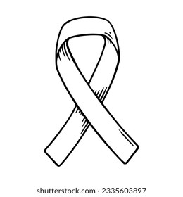 Ribbon for HIV awareness day. HIV and AIDS awareness symbol. Sketch vector illustration isolated in white background