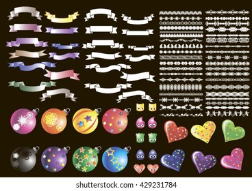 ribbon holiday bulbs vector