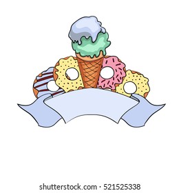 ribbon ice cream and donuts