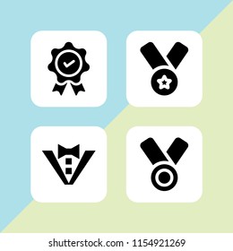 ribbon icon. 4 ribbon set with bow tie and medal vector icons for web and mobile app
