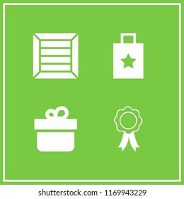 ribbon icon. 4 ribbon vector set. box, gift, insignia and ribbon and gift bag icons for web and design about ribbon theme