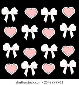 Ribbon icon background with pink and love colors with wavy edges
