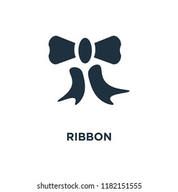Ribbon icon. Black filled vector illustration. Ribbon symbol on white background. Can be used in web and mobile.