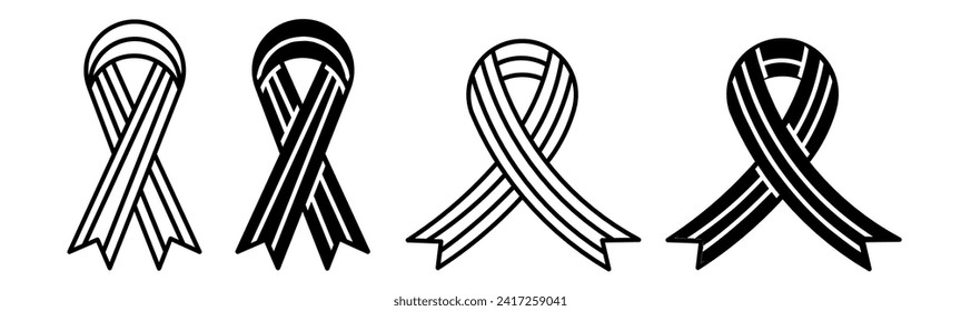 Ribbon icon black and white. stock vector.