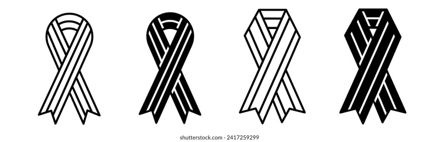 Ribbon icon black and white. stock vector.