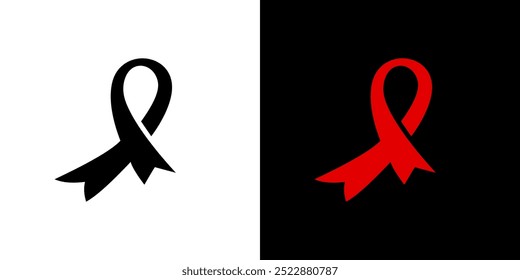 Ribbon icon cancer logo abstract vector design background isolated