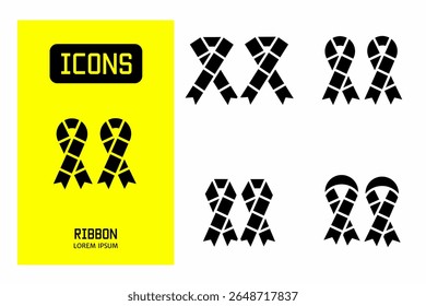 Ribbon icon. Collection vector illustration of icons for business. Black icon design.