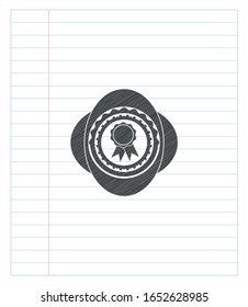 ribbon icon emblem with pencil effect. Vector Illustration. Detailed.
