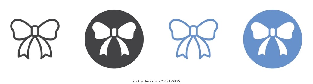 Ribbon icon Flat art in black and white isolated