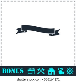 Ribbon icon flat. Simple vector symbol and bonus icon