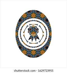 ribbon icon inside arabesque badge. arabic decoration.