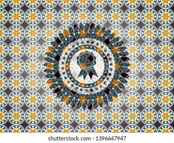 ribbon icon inside arabesque emblem. arabic decoration.