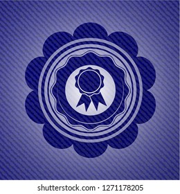 ribbon icon inside badge with jean texture