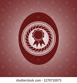 ribbon icon inside badge with red background