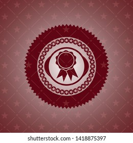 ribbon icon inside badge with red background