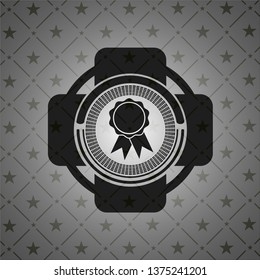 ribbon icon inside black emblem. Vintage.