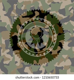 ribbon icon inside camouflage texture