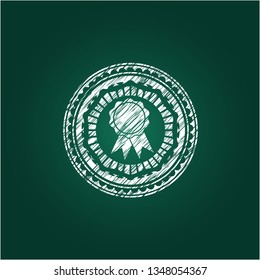ribbon icon inside chalkboard emblem