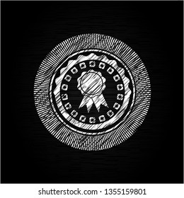 ribbon icon inside chalkboard emblem