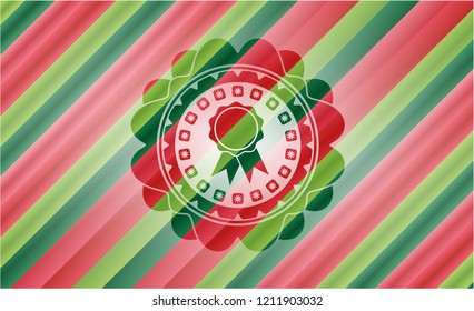 ribbon icon inside christmas colors badge.