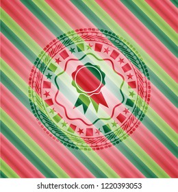 ribbon icon inside christmas emblem.