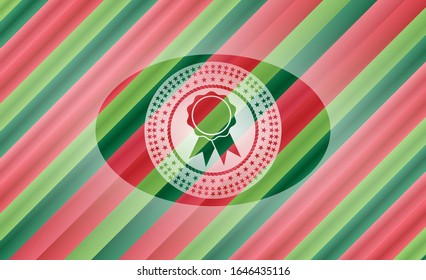 ribbon icon inside christmas emblem.