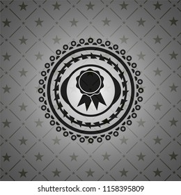 ribbon icon inside dark emblem. Retro