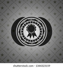 ribbon icon inside dark emblem