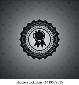 ribbon icon inside dark emblem. Retro
