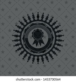 ribbon icon inside dark emblem