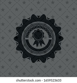 ribbon icon inside dark emblem. Retro