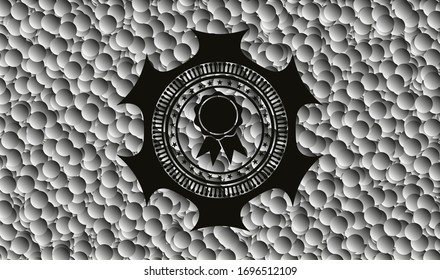 ribbon icon inside dark emblem with bubbles background. Vector Illustration. Detailed.