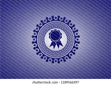 ribbon icon inside denim background